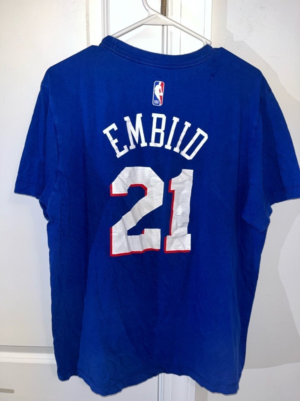 Mens Philadelphia 76ers Joel Embiid Nike warmup basketball 🏀 jersey shirt L